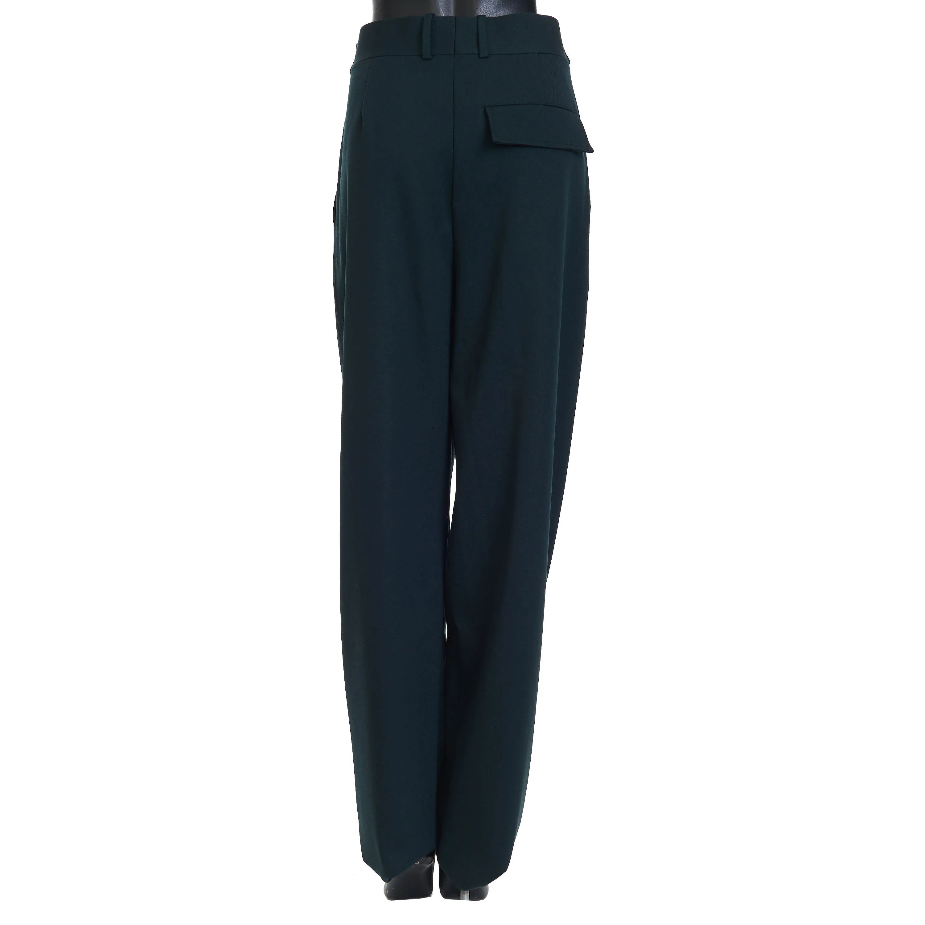 Stretch Grain De Poudre Tapered Trousers Pants In Inkwell Green