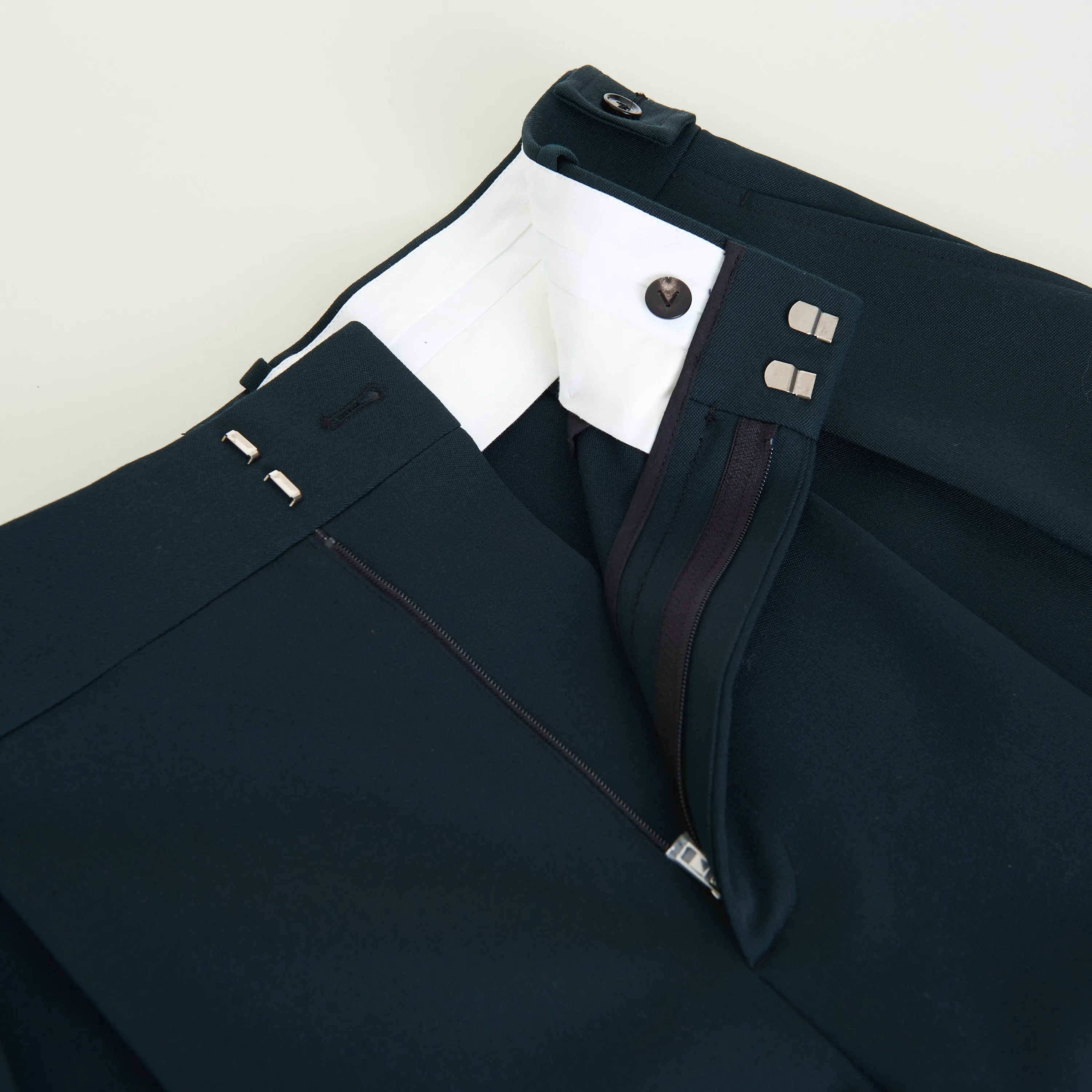 Stretch Grain De Poudre Tapered Trousers Pants In Inkwell Green