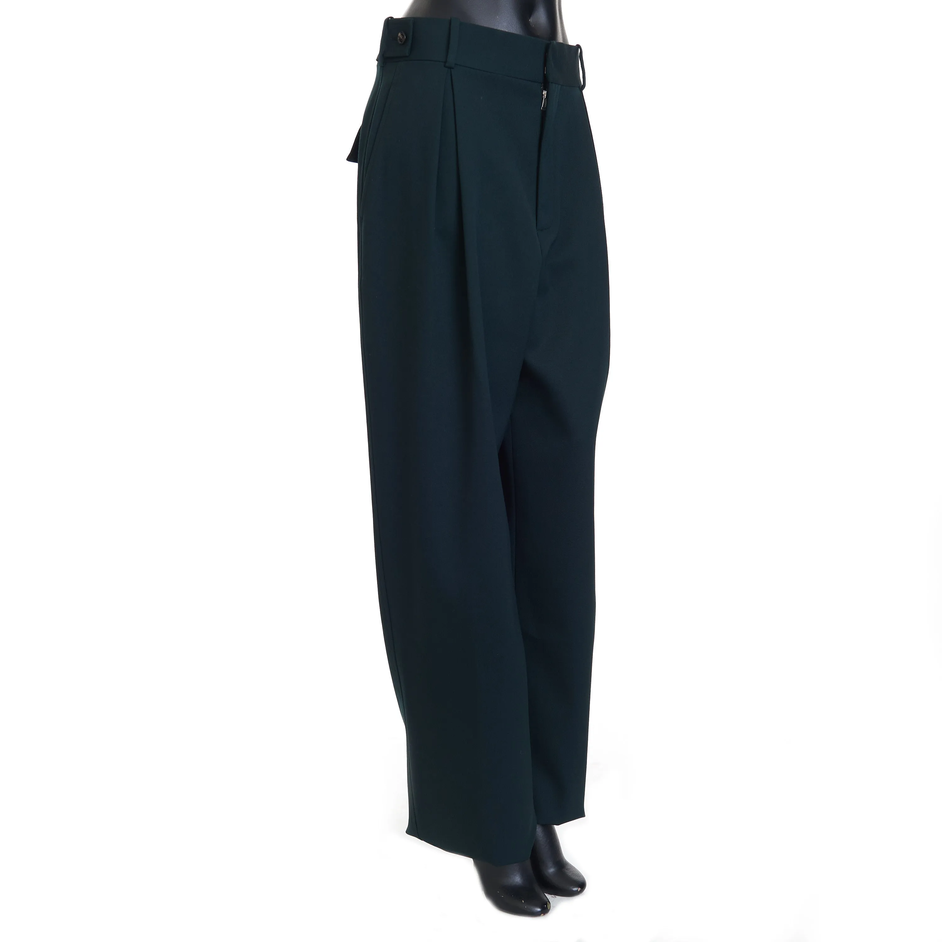 Stretch Grain De Poudre Tapered Trousers Pants In Inkwell Green