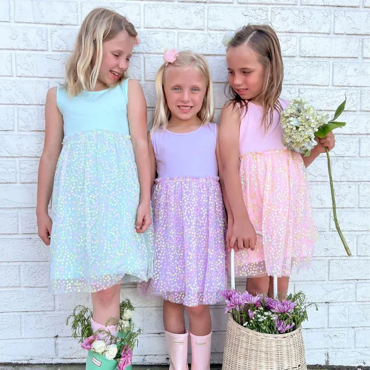 Sweet Wink Lavender Confetti Flower Tank Tutu Dress