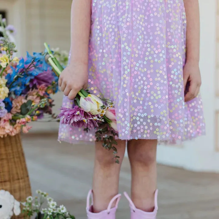 Sweet Wink Lavender Confetti Flower Tank Tutu Dress