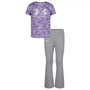 Under Armour Girl UA Short Sleeve Yoga Pant Set - Mod Gray