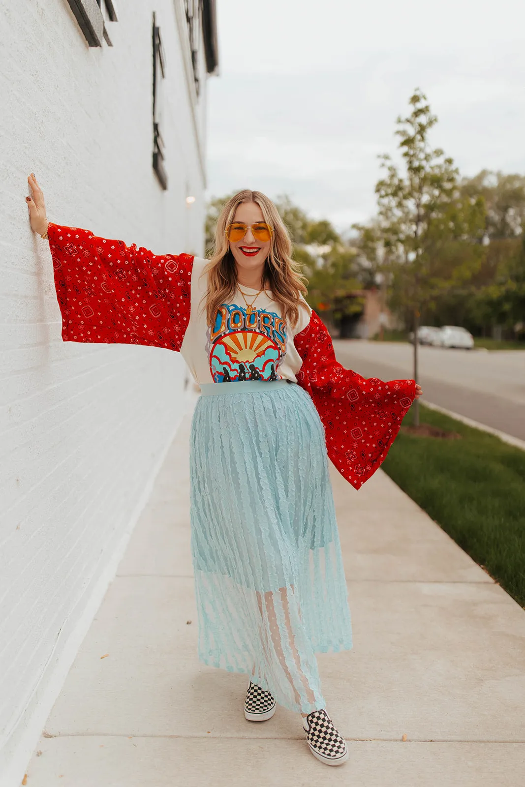 up-cycled daydreamer bell sleeve tee