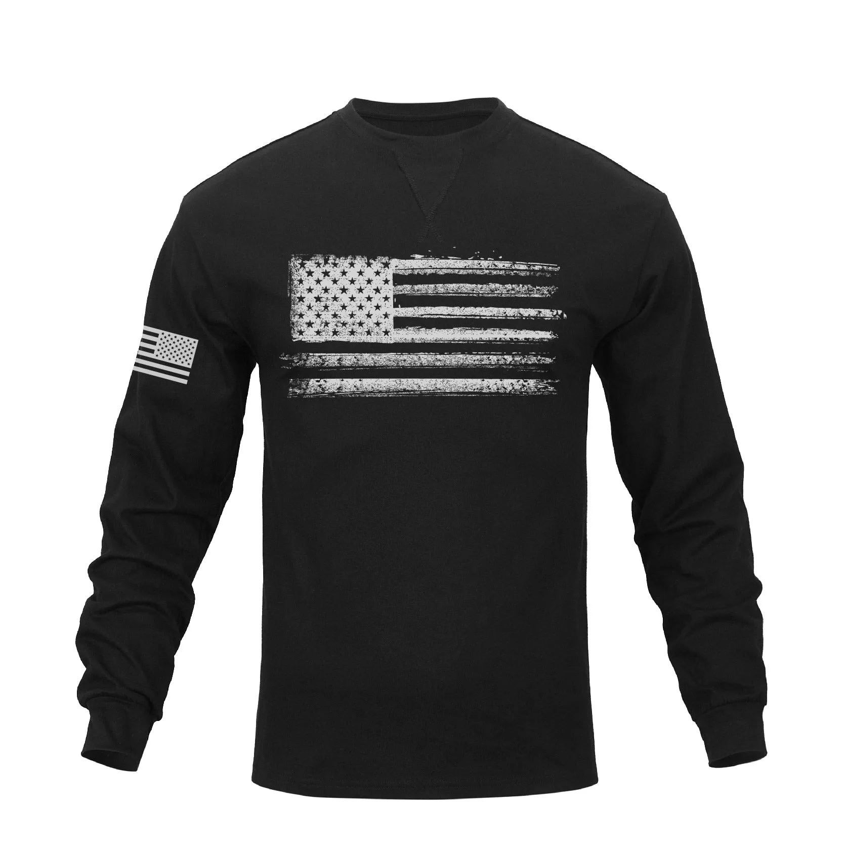 USA FLAG CREWNECK GRAPHIC LONG SLEEVE T-SHIRT
