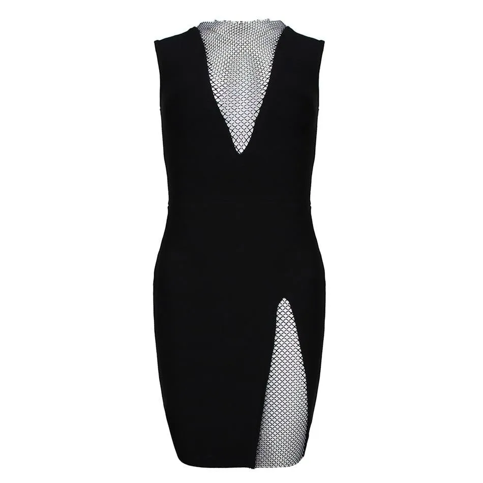 V Neck Hollow Out Mini Dress Women