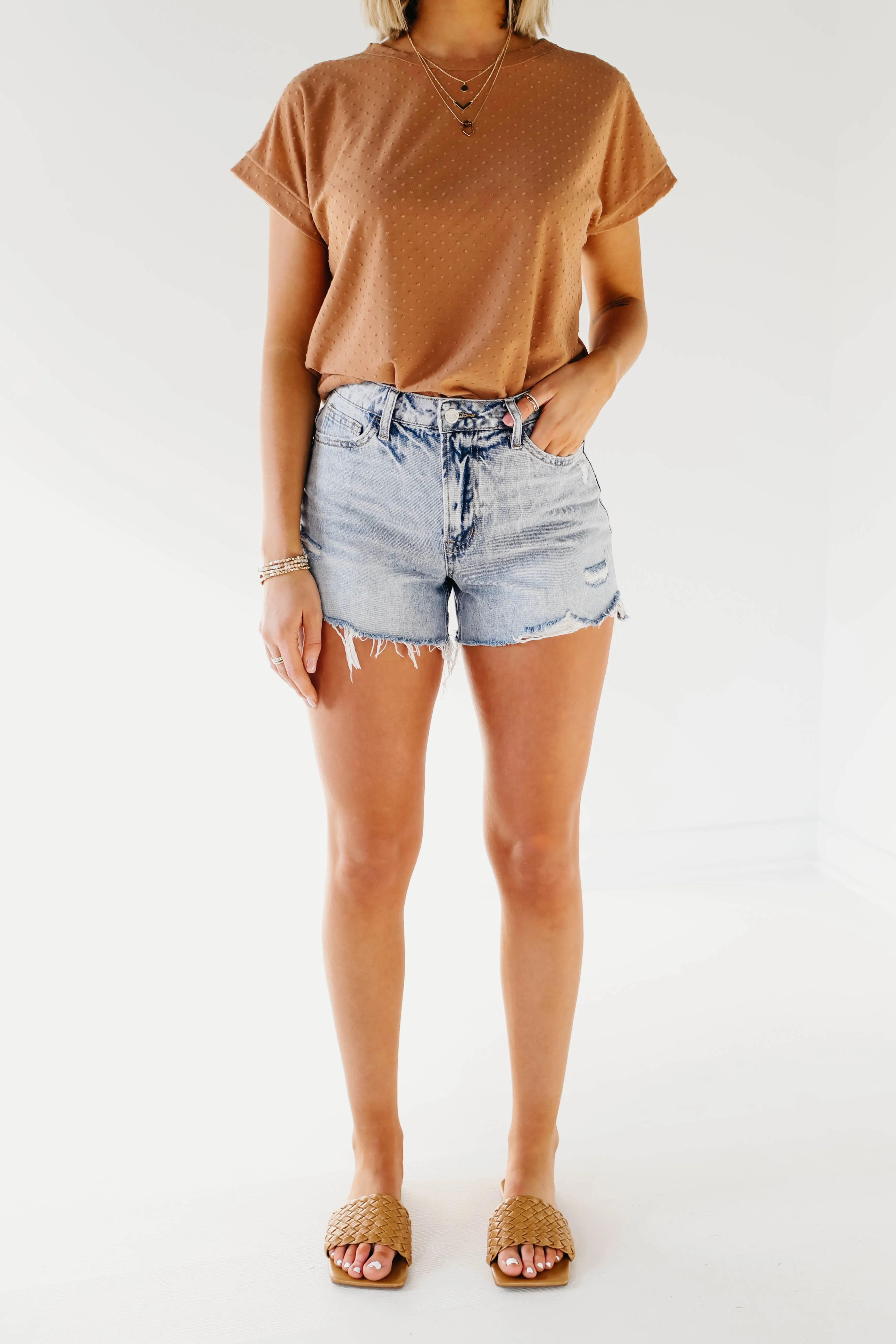 Vervet Denim | The Enoch Step Hem Denim Shorts