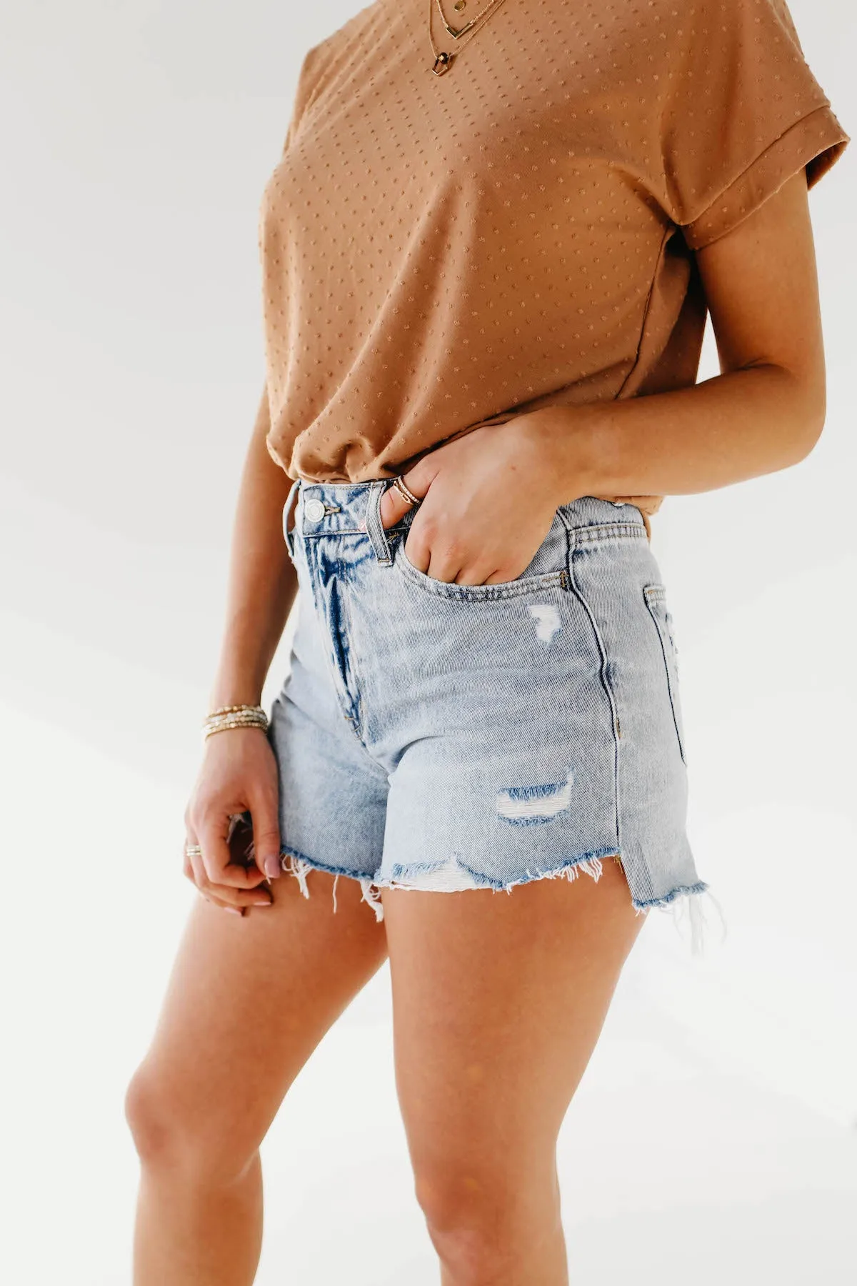 Vervet Denim | The Enoch Step Hem Denim Shorts