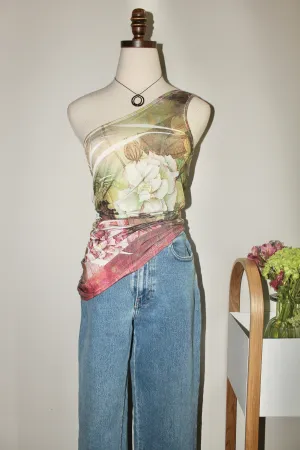 Vintage 90s One Shoulder Graphic Top (M)