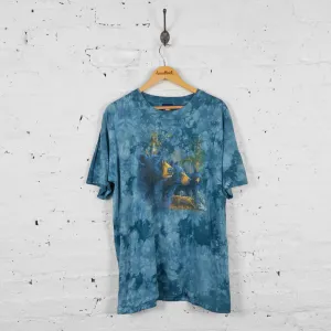 Vintage Tie Dye Bears T-shirt - Blue - L