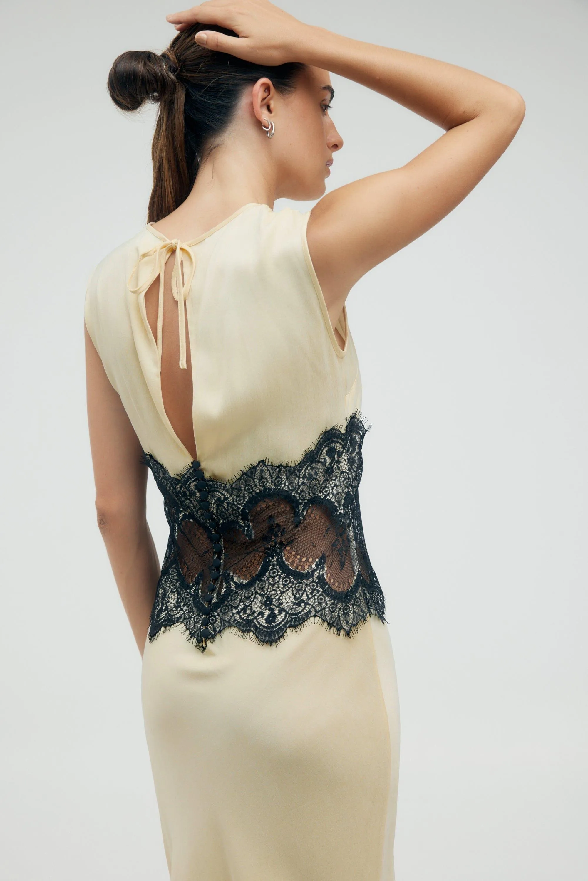 VISIONS LACE TRIM TANK DRESS | MARSHMALLOW