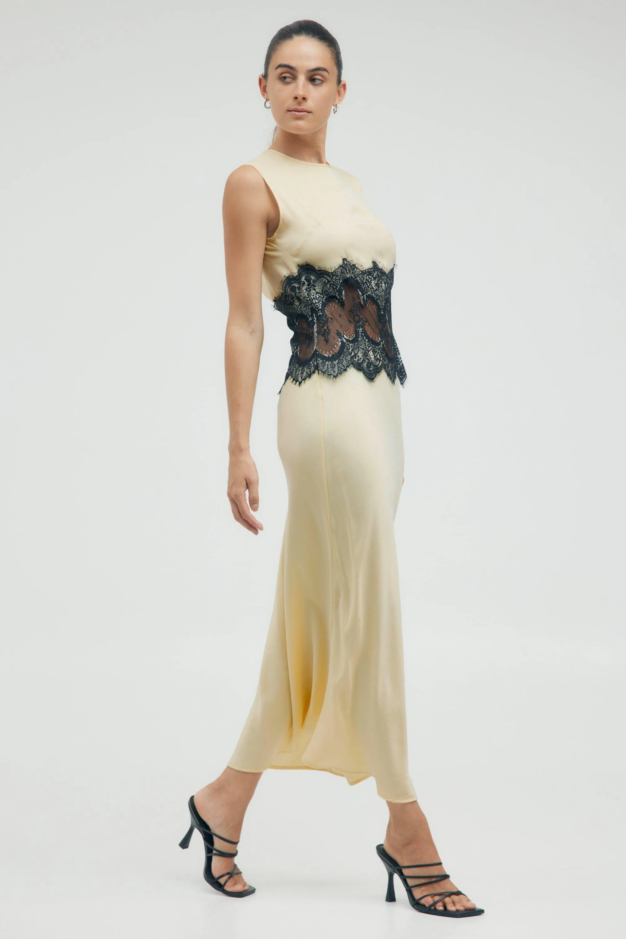 VISIONS LACE TRIM TANK DRESS | MARSHMALLOW