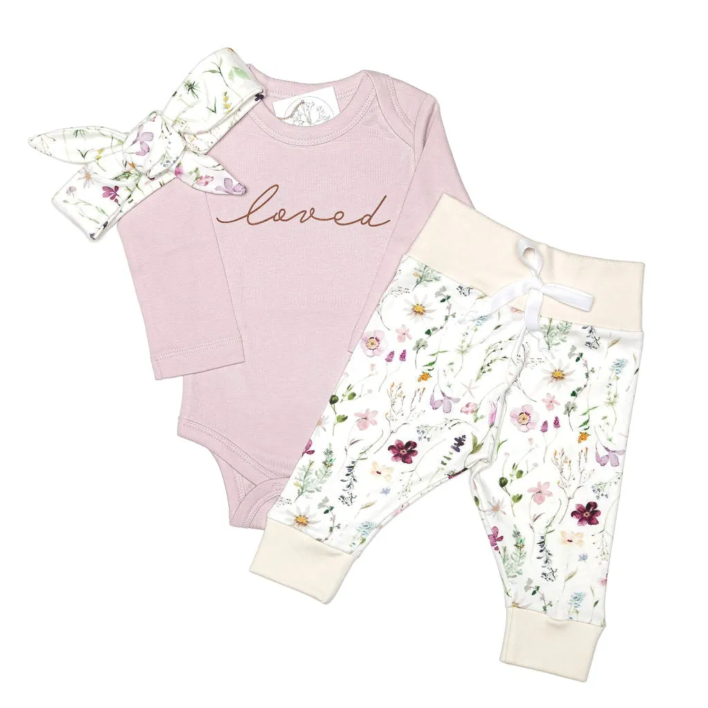 Watercolor Lilac Floral | Organic Baby Girl Set