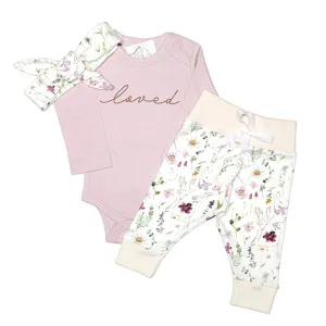 Watercolor Lilac Floral | Organic Baby Girl Set