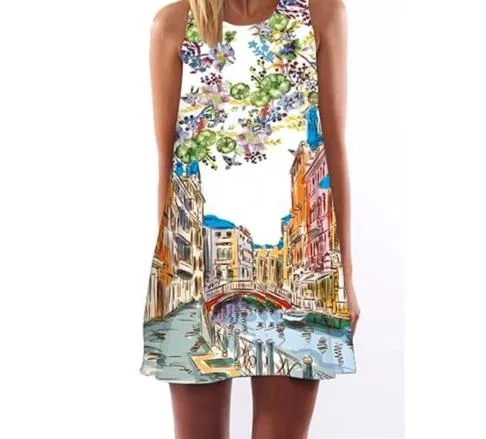 Women Floral Print Chiffon Dress