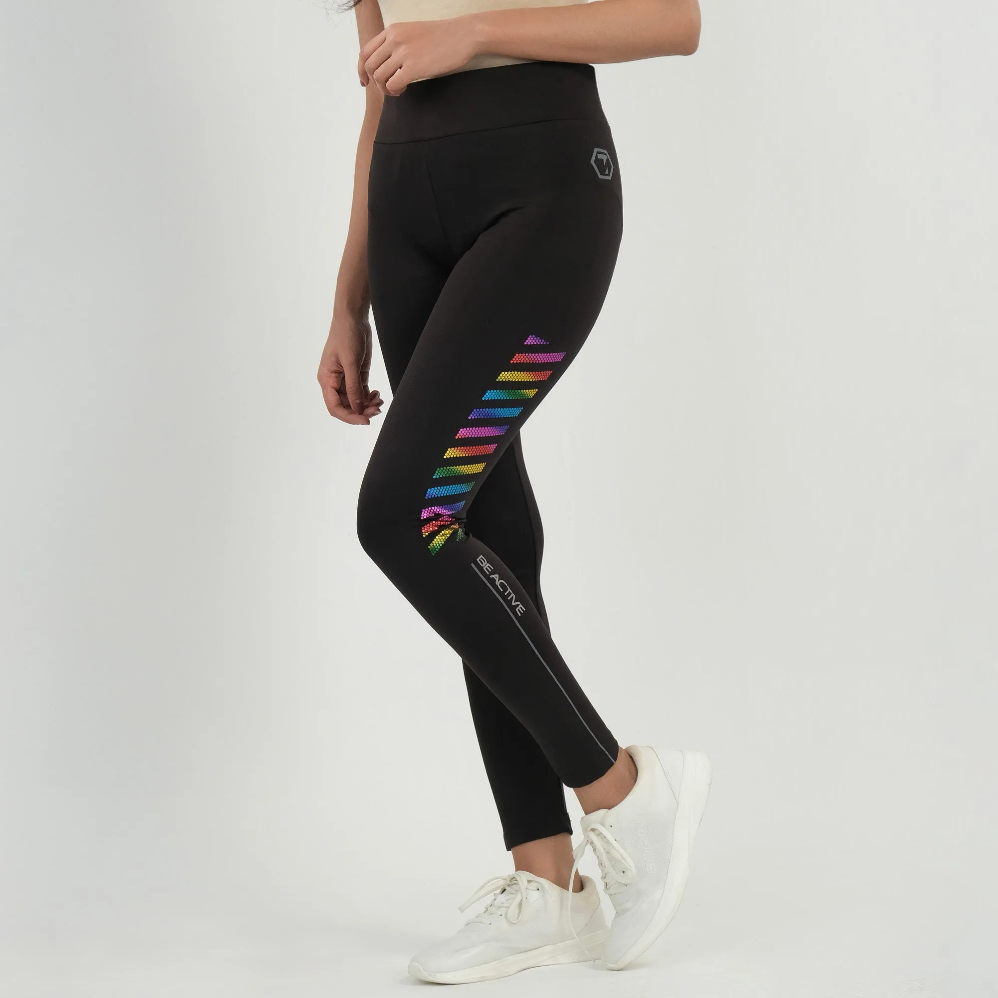 Womens Black Printed Leggings
