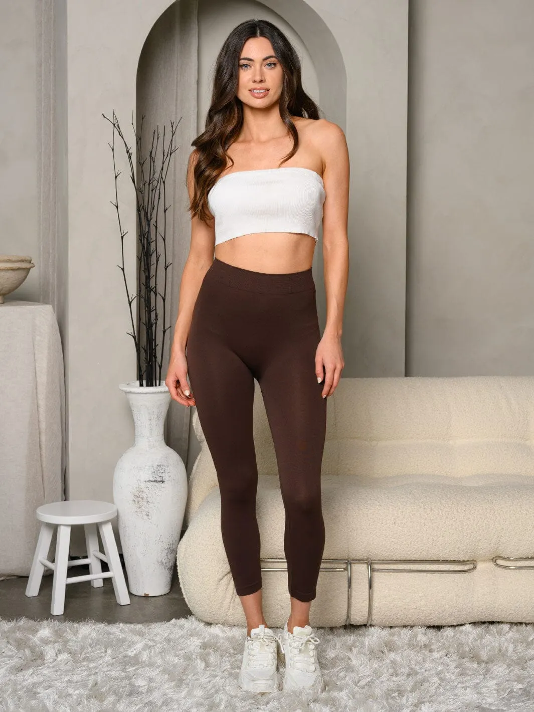 WOMEN'S ELASTIC WAIST SOLID BASIC LEGGINGS