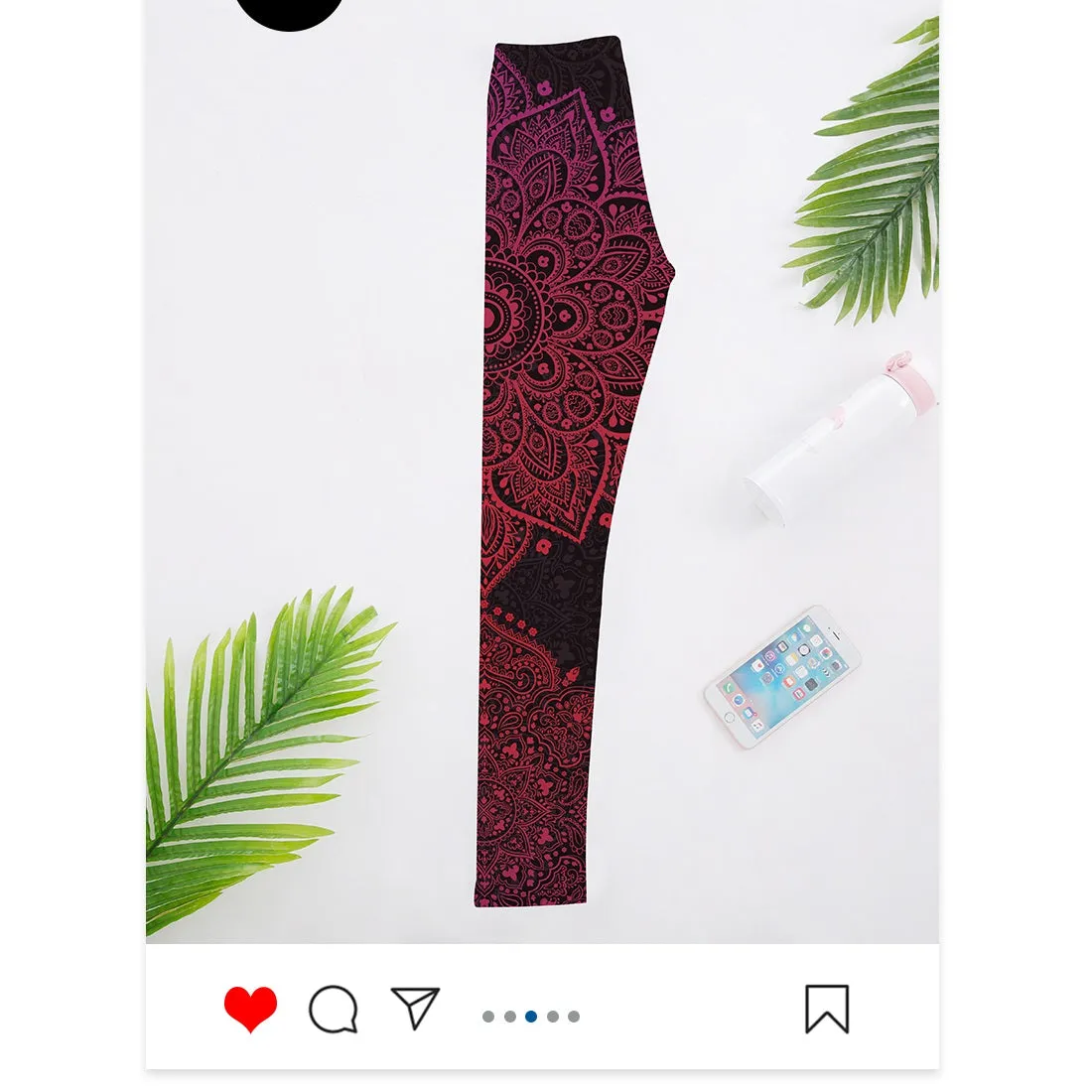 Women's Leggings White & Black Mandala Floral Printed Leggings