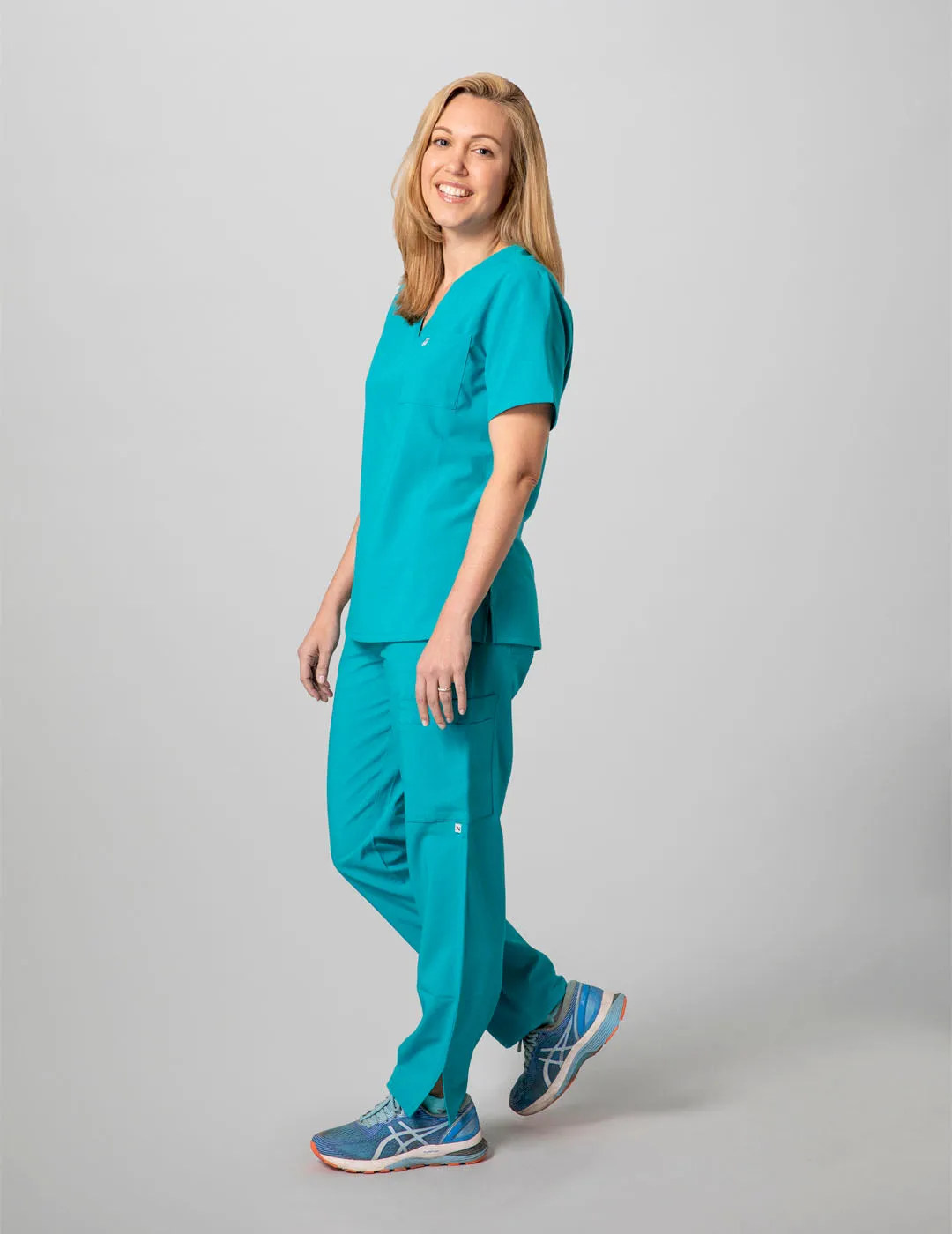 Womens Straight Leg Scrub Pants - Teal