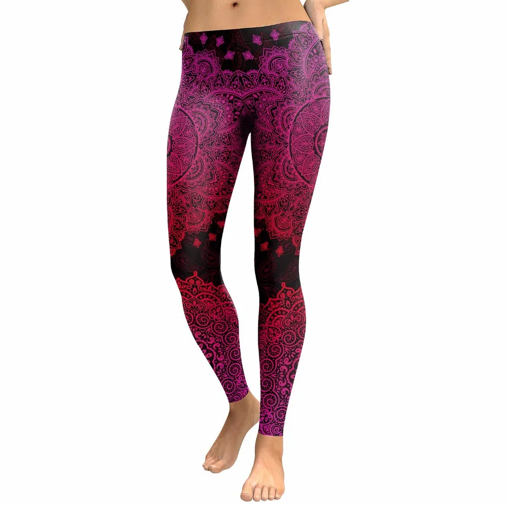 Womens Yoga Leggings - Purple Mandala