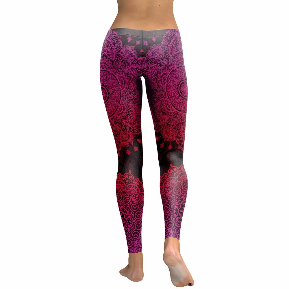 Womens Yoga Leggings - Purple Mandala