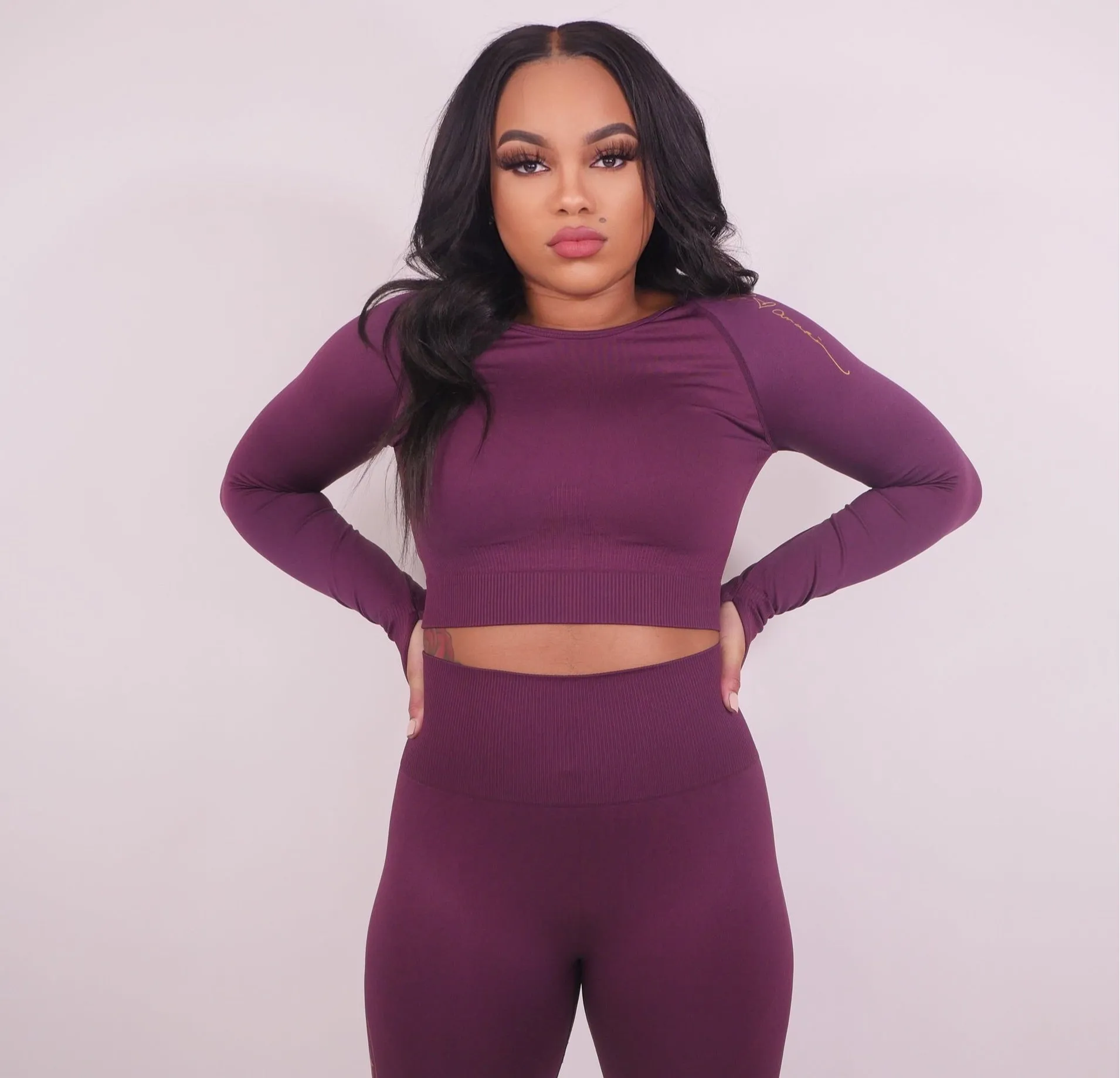 Yogi Babe Long Sleeve Training Set -Plum