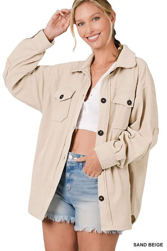 ZENANA Oversized Basic Fleece Shacket