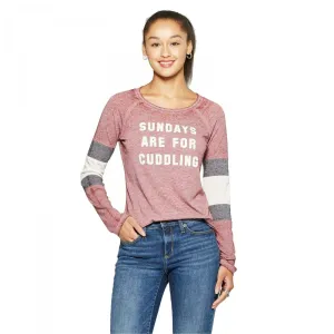 Zoe   Liv Women's Long Sleeve Sundays are for Cuddling Raglan Graphic T-Shirt